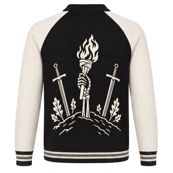 Herrebrun Vintage Amerikansk Preppy Jacquard Strikket Cardigan