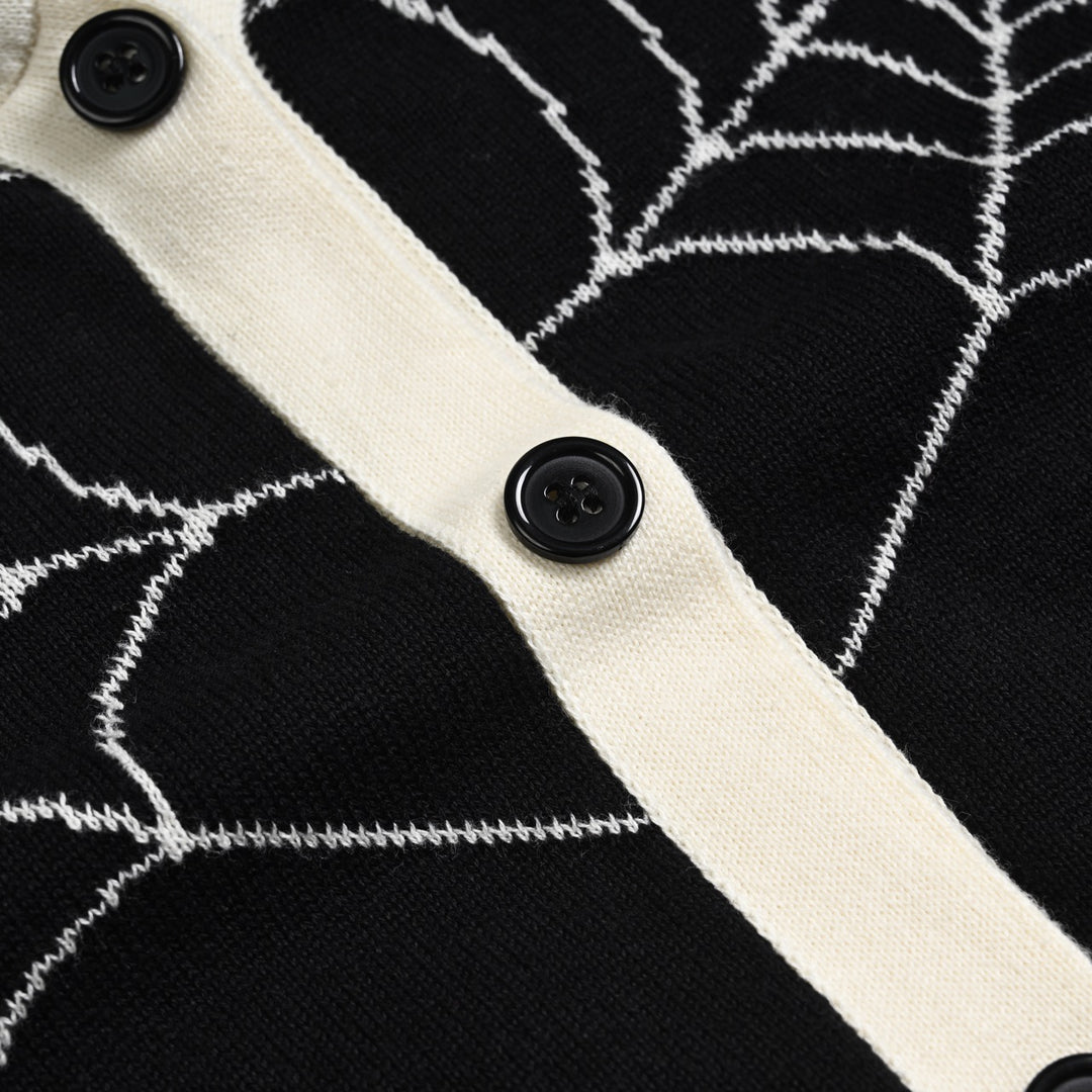 Women's Black Gothic Spiderweb Cropped Knit Cardigan