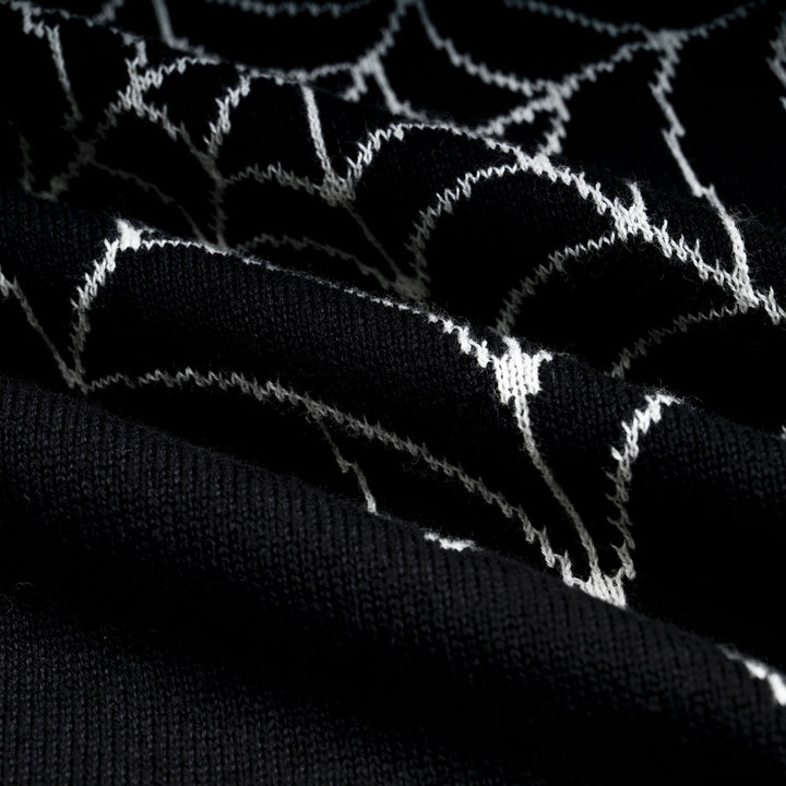 Women's Black Gothic Spiderweb Cropped Knit Cardigan