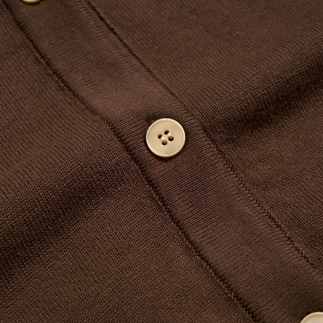 Damen Braune 70er Vintage Sportliche Gestreifte Kapuzen-Strickjacke - Kurze Länge