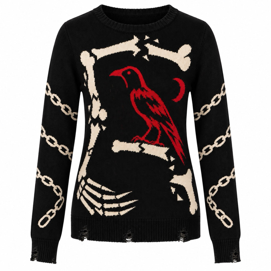 Malha Jacquard Vintage de Mulher com Arte de Caniche