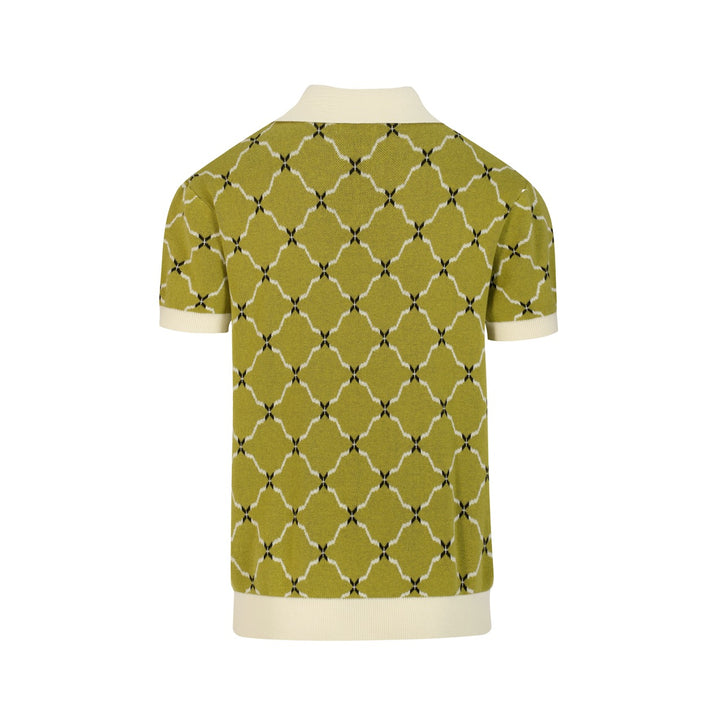 Herre Grøn Vintage Resort Jacquard Strik Polo T-shirt