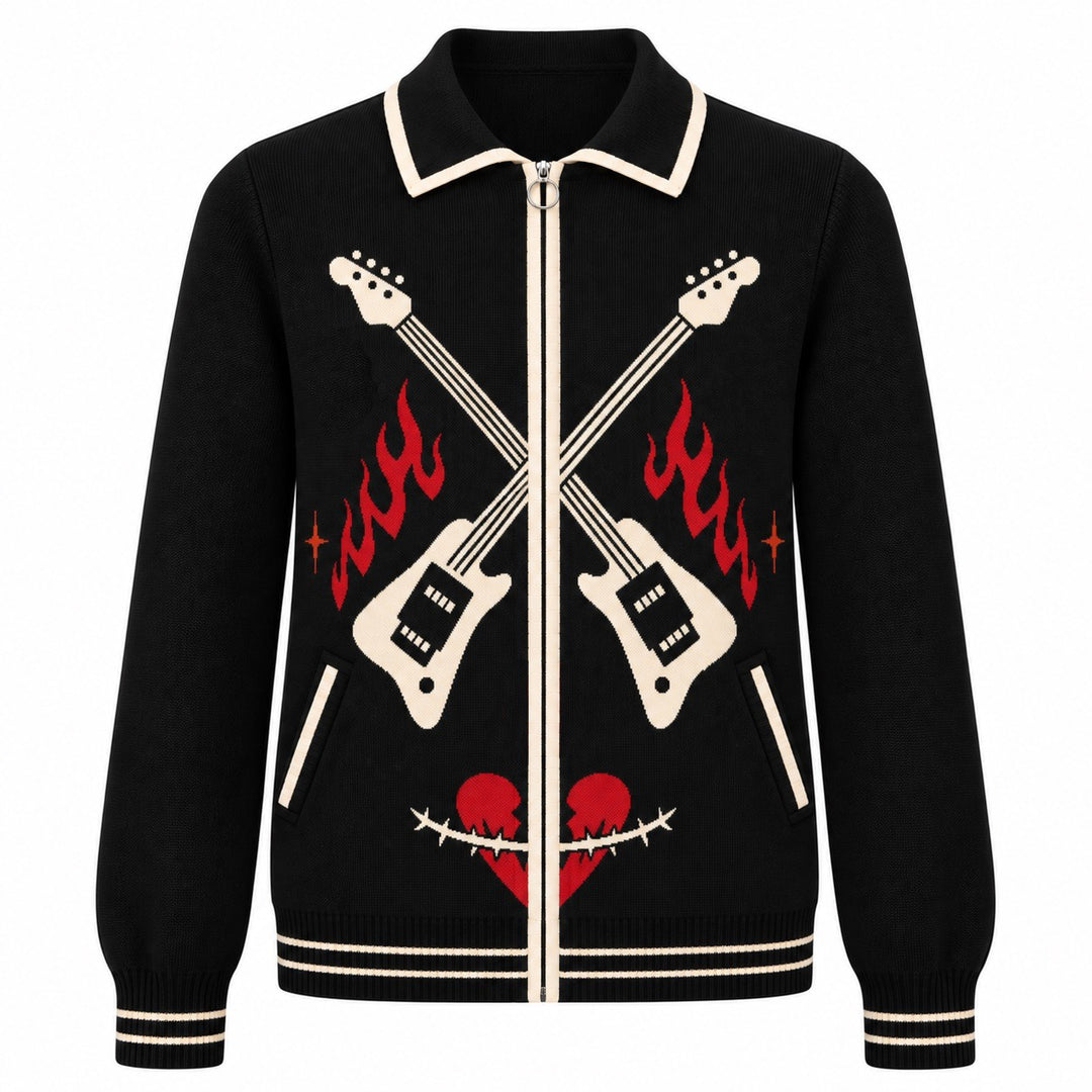 Cárdigan de punto jacquard clásico a cuadros vintage marrón para hombre