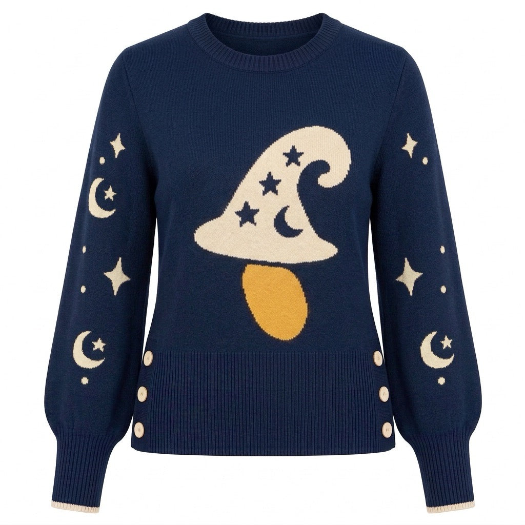 Γυναικεία Vintage Πλεκτή Μπλούζα Jacquard με Σχέδιο Poodle Streetwear