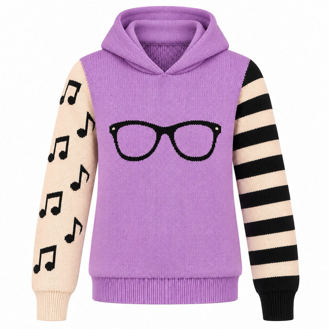 Dame Vintage Puddel Kunst Streetwear Jacquard Striktrøje
