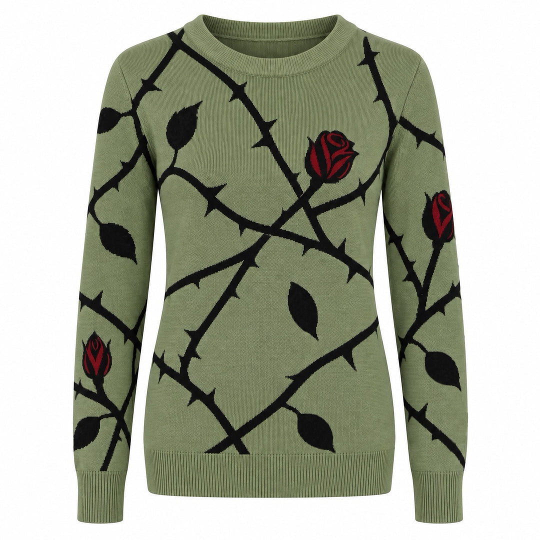 Γυναικεία Vintage Πλεκτή Μπλούζα Jacquard με Σχέδιο Poodle Streetwear
