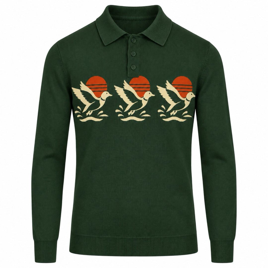 Herre Vintage Brun Klassisk Ternet Jacquard Strikket Cardigan