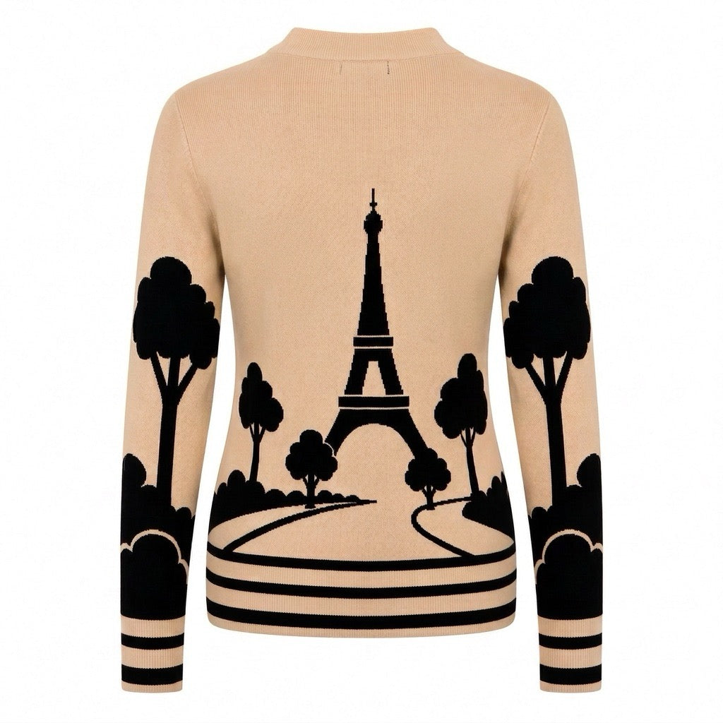 Γυναικεία Vintage Πλεκτή Μπλούζα Jacquard με Σχέδιο Poodle Streetwear
