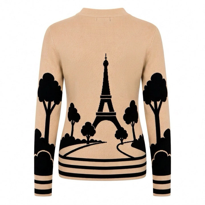 Γυναικεία Vintage Πλεκτή Μπλούζα Jacquard με Σχέδιο Poodle Streetwear