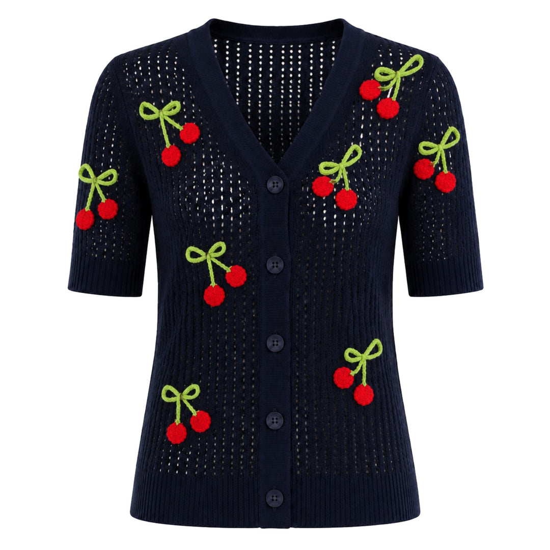Brunstribet Jacquard strik T-shirt til kvinder