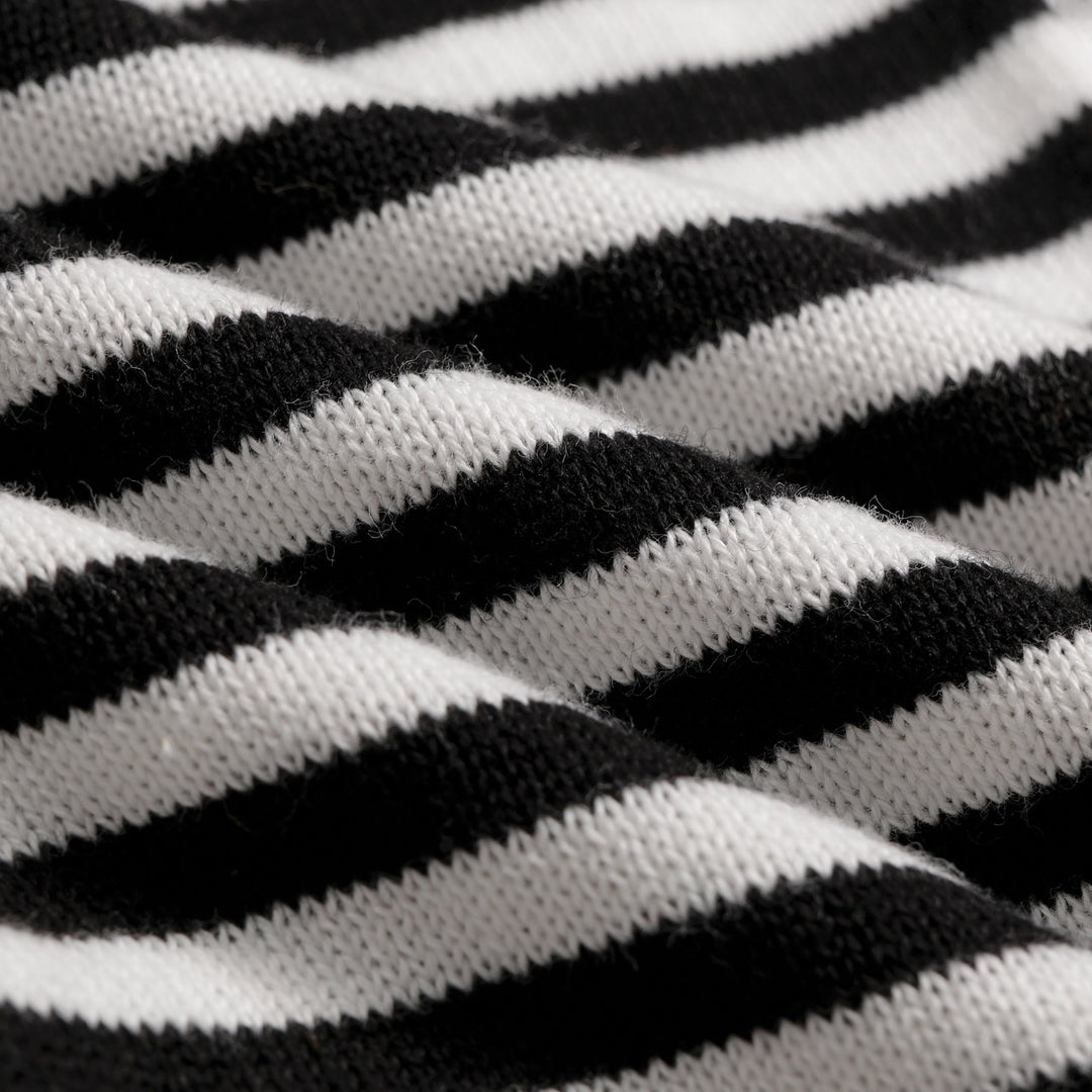 Cardigan en maille noir à rayures années 70 pour femme, manches mi-longues