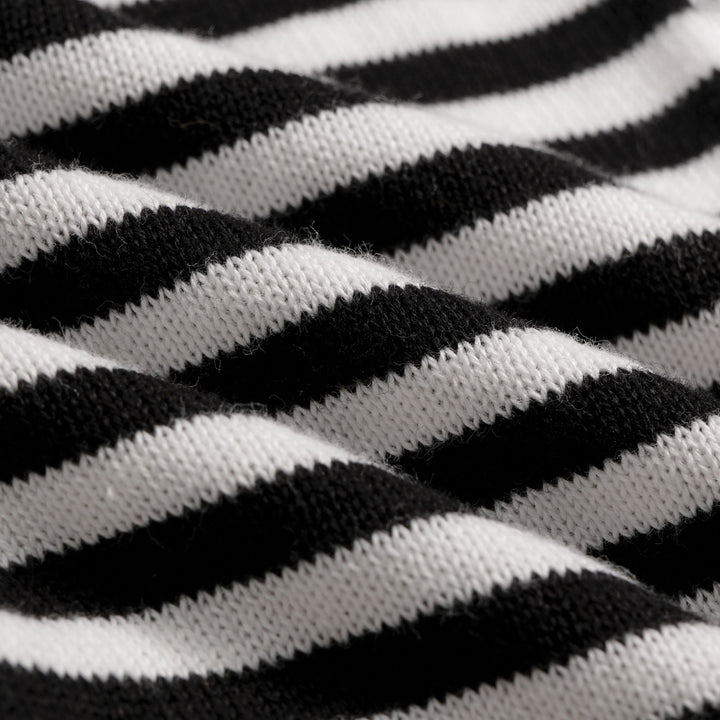 Cardigan en maille noir à rayures années 70 pour femme, manches mi-longues