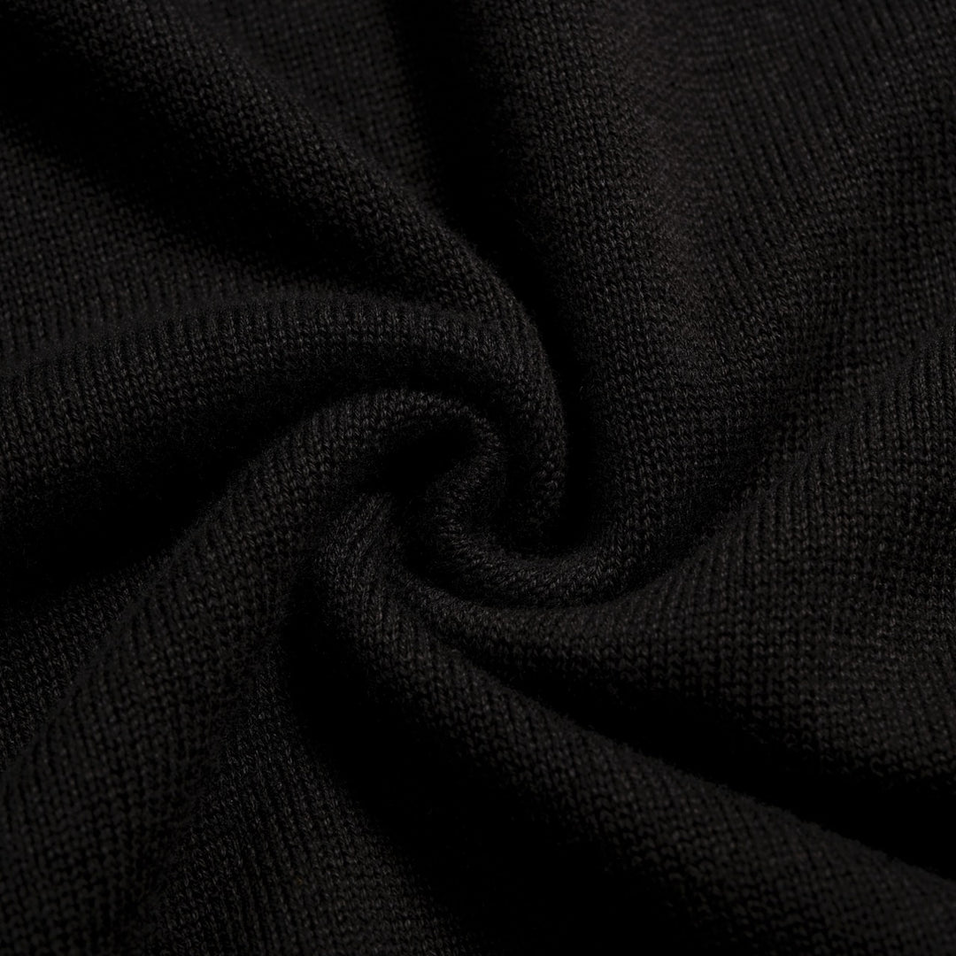 Cardigan en maille noir à rayures années 70 pour femme, manches mi-longues