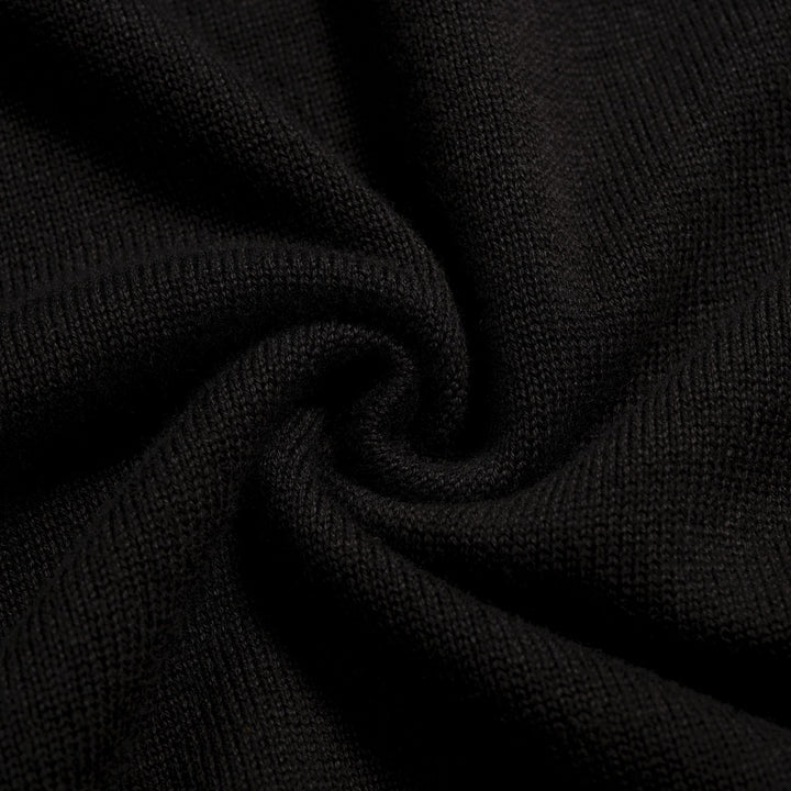 Cardigan en maille noir à rayures années 70 pour femme, manches mi-longues