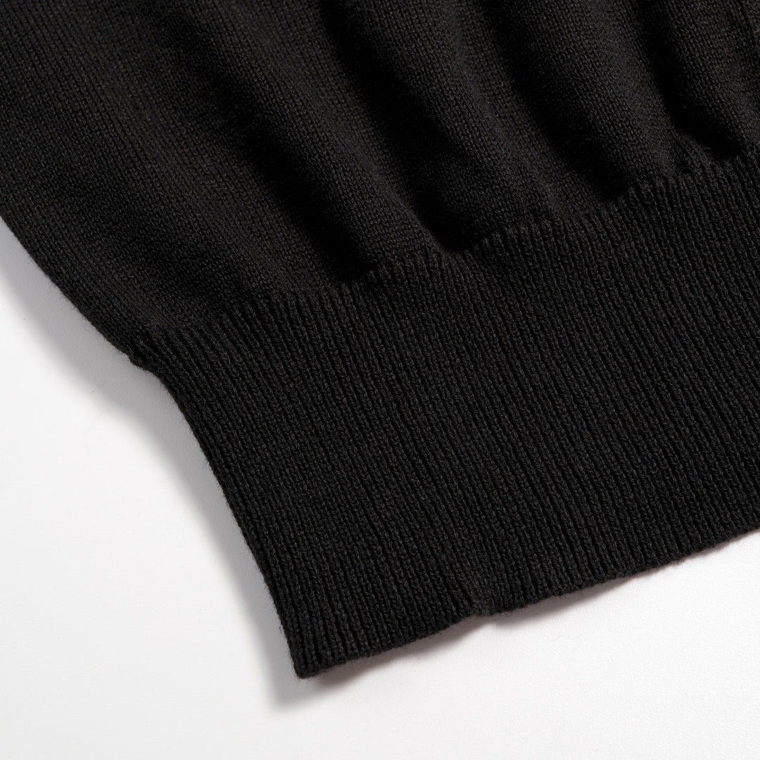Cardigan en maille noir à rayures années 70 pour femme, manches mi-longues