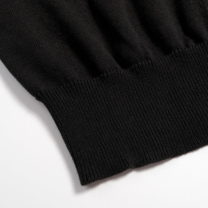 Cardigan en maille noir à rayures années 70 pour femme, manches mi-longues