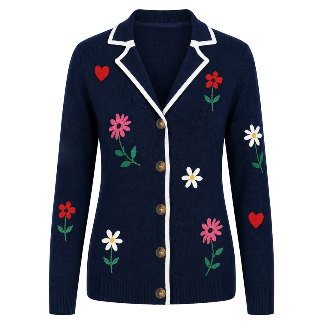 Prendas de punto jacquard con diseño de lunares clásico vintage azul oscuro para mujer