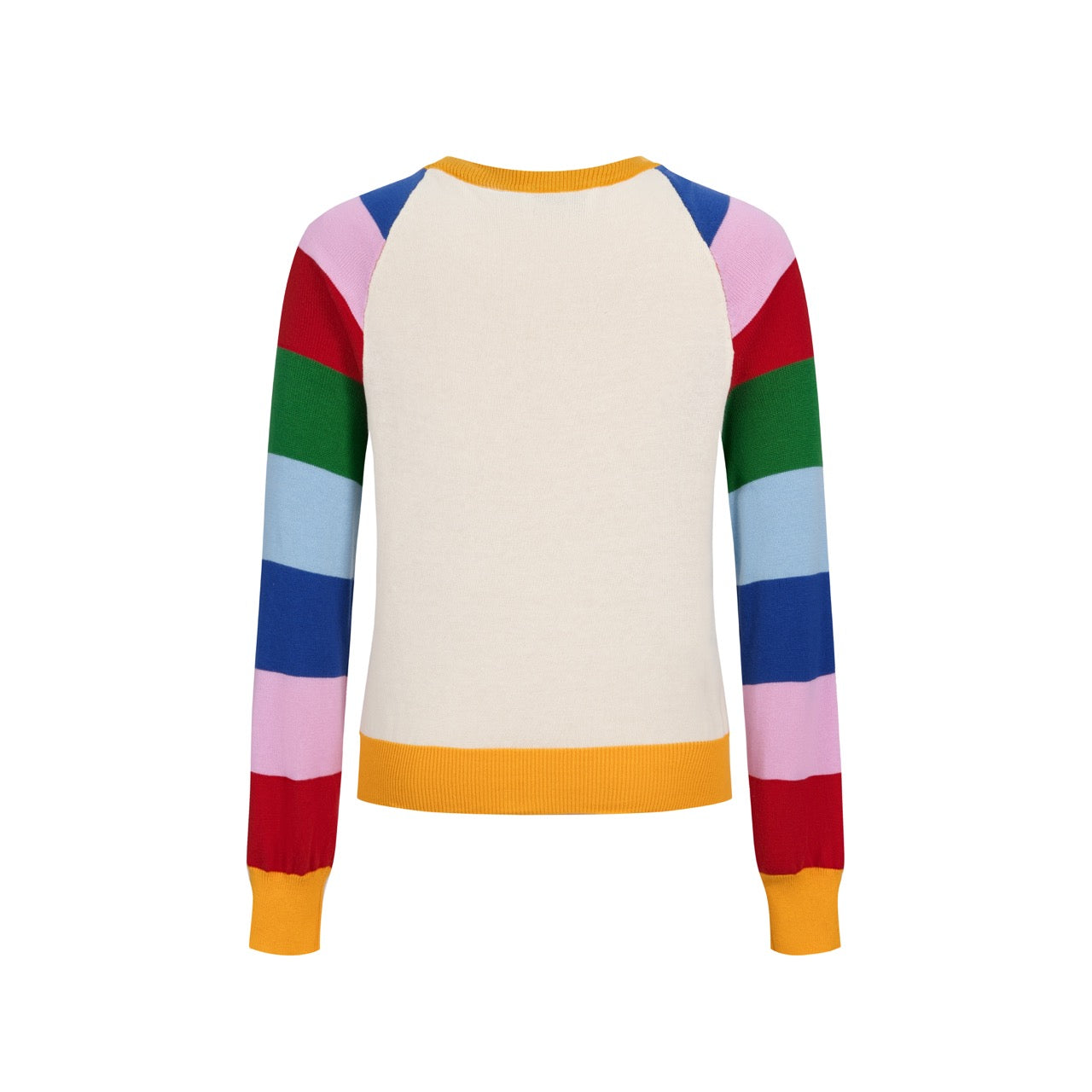 Women's Colorful Striped Dog Embroidered Knit Sweater - Cropped
