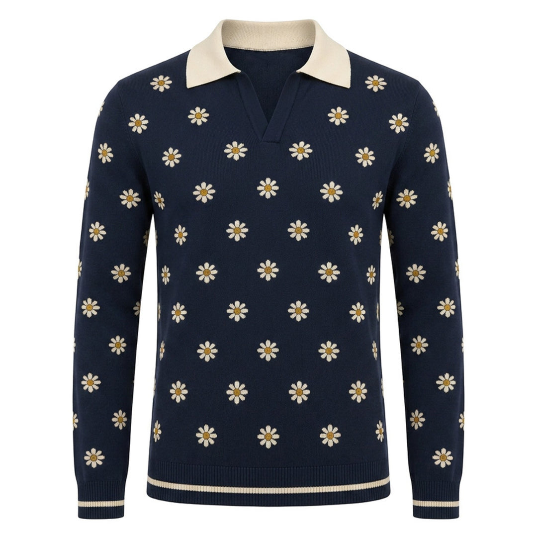Klassisches Strick-Poloshirt mit grüner Herz-Stickerei für Herren (Kopie)