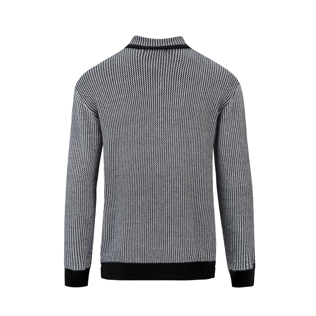 Herren Schwarze 60er Mod Minimalistische Polo-Strickjacke