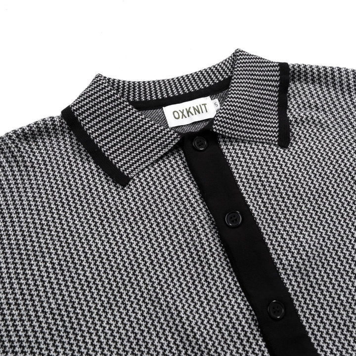 Herren Schwarze 60er Mod Minimalistische Polo-Strickjacke