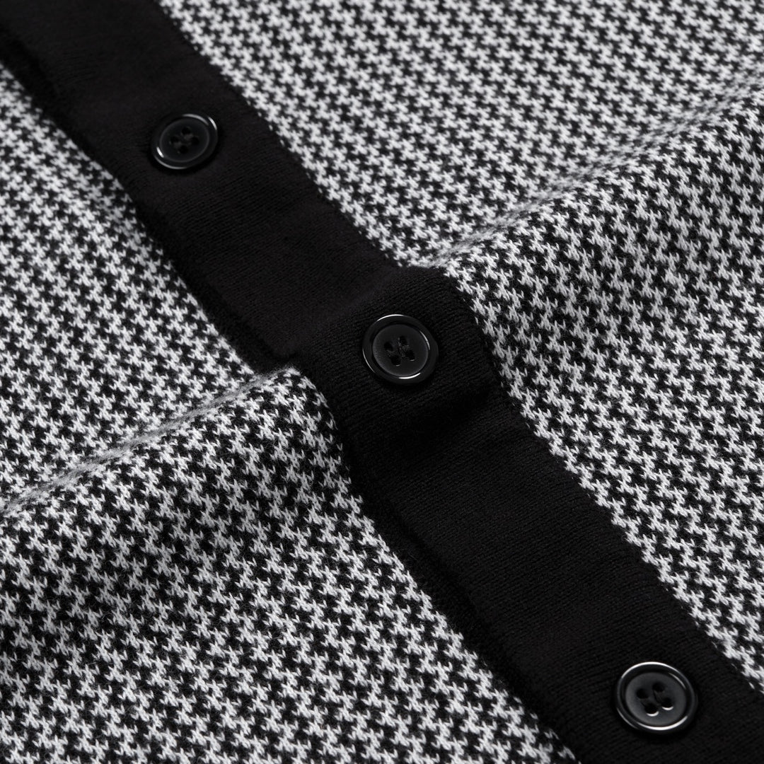 Herren Schwarze 60er Mod Minimalistische Polo-Strickjacke