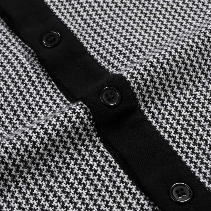 Herren Schwarze 60er Mod Minimalistische Polo-Strickjacke