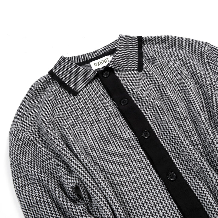 Herren Schwarze 60er Mod Minimalistische Polo-Strickjacke
