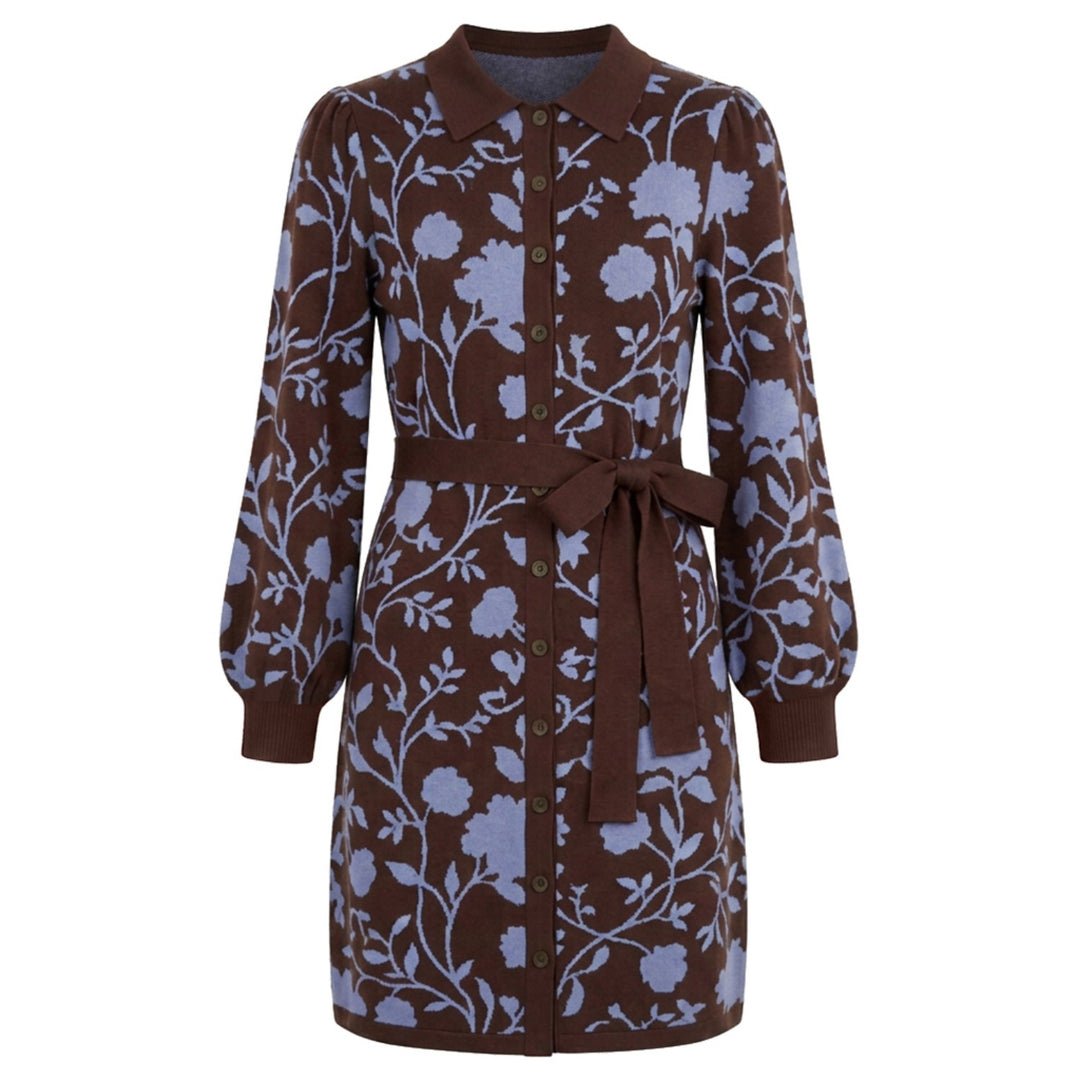 Γυναικείο πολύχρωμο art-retro fashion trend Jacquard Knit φόρεμα