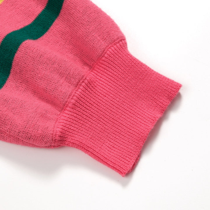 Kvindernes Hot Pink 60'er Mod Daisy Jacquard Strikket Kjole med Slips