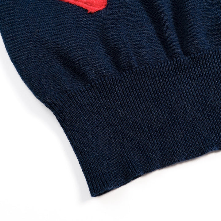 Women's Navy Blue Vintage Strawberry Embroidered Knit Cardigan