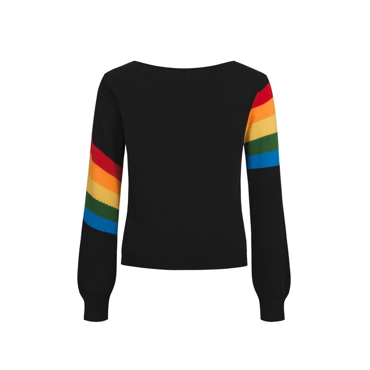 Women's Rainbow Striped Off-Shoulder Top - cropped length