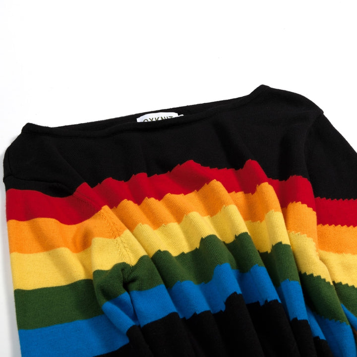Women's Rainbow Striped Off-Shoulder Top - cropped length