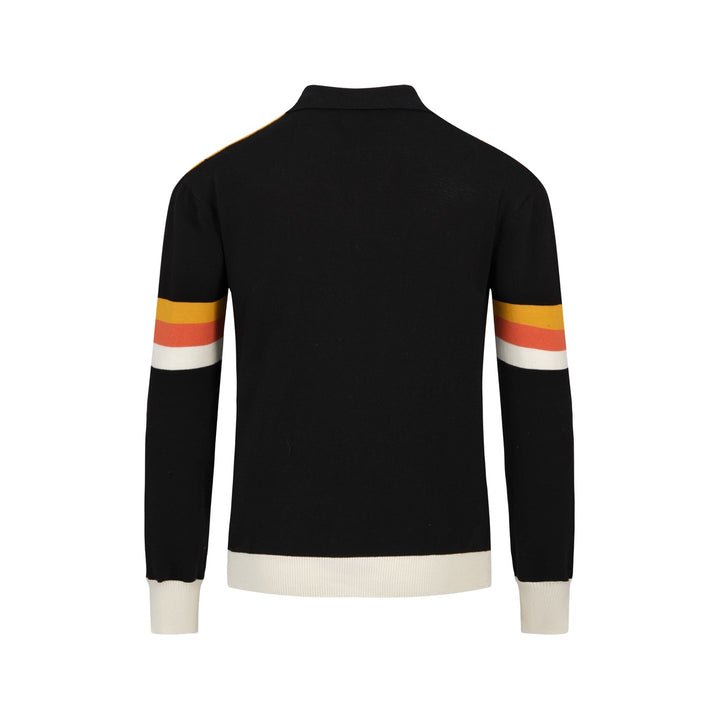 Herre Sort Retro 1979 Jacquard Polo Strikkegenser