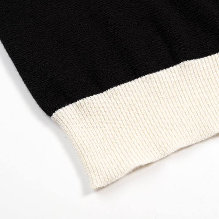 Herre Sort Retro 1979 Jacquard Polo Strikkegenser