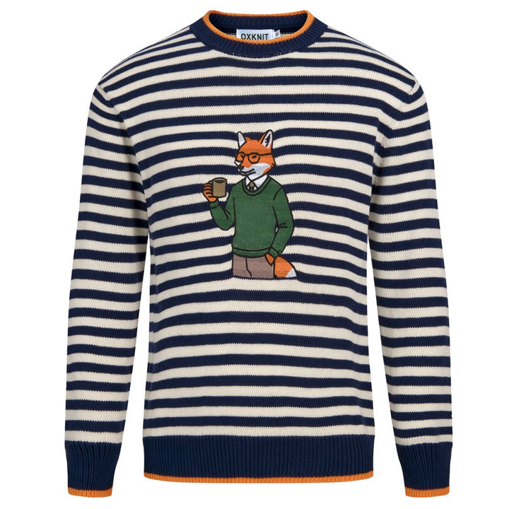 Men's Vintage Collegiate Stripe Fox Embroidered Knit