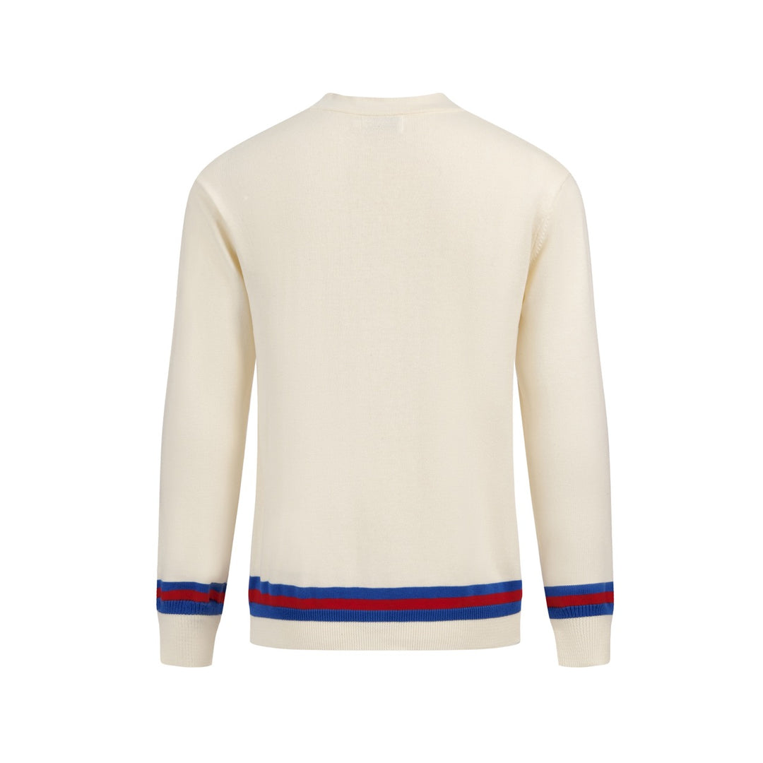 Men's Apricot Vintage Collegiate Stripe V-Neck Knit