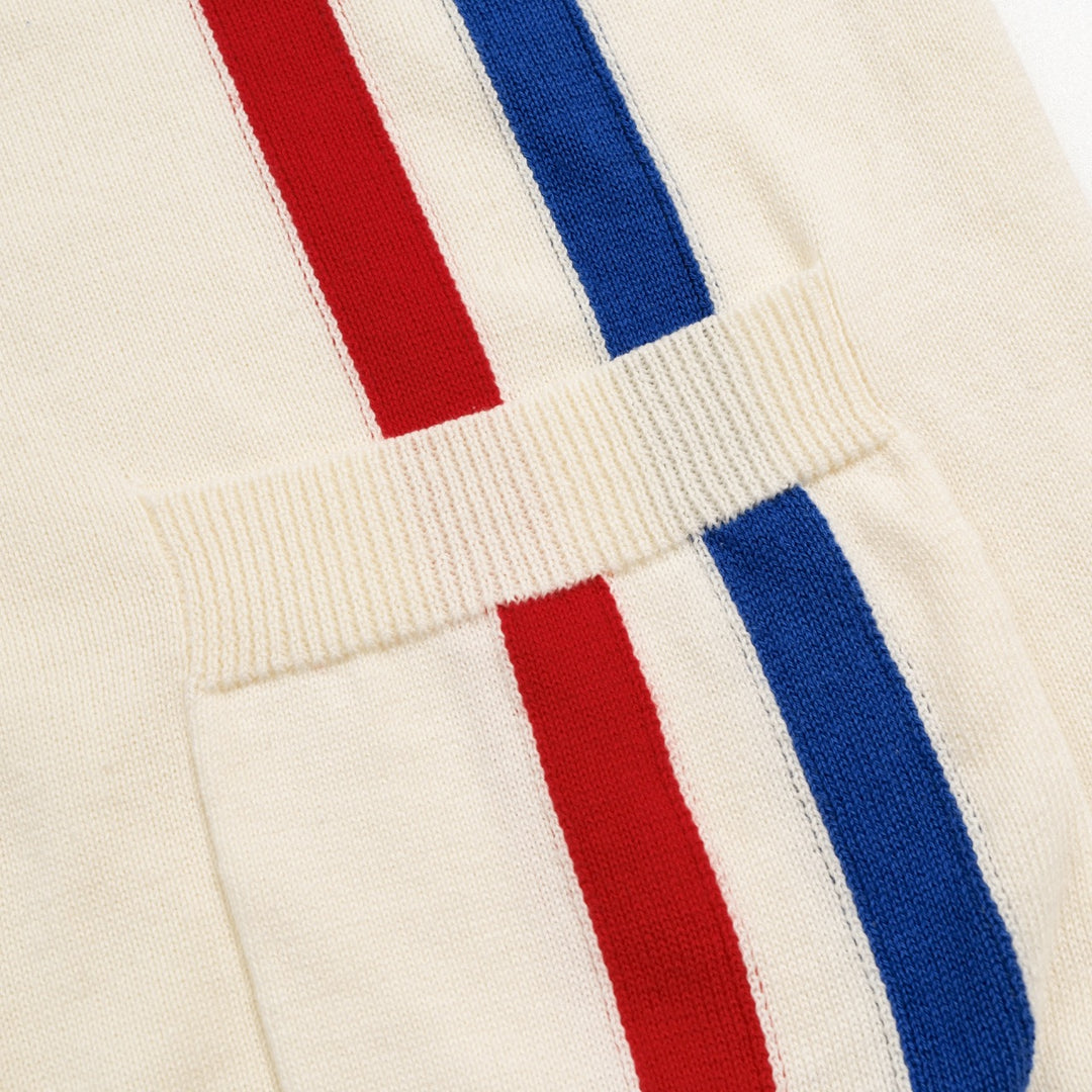 Men's Apricot Vintage Collegiate Stripe V-Neck Knit