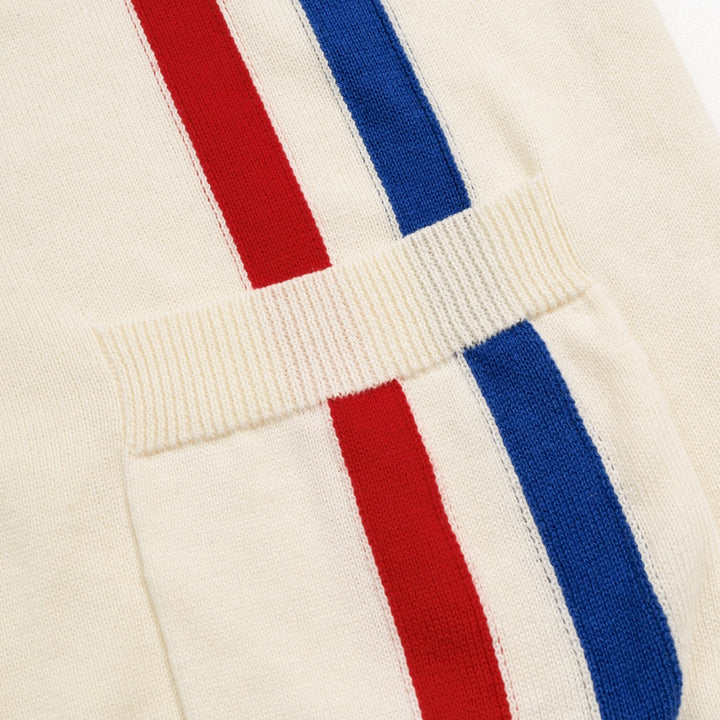 Men's Apricot Vintage Collegiate Stripe V-Neck Knit