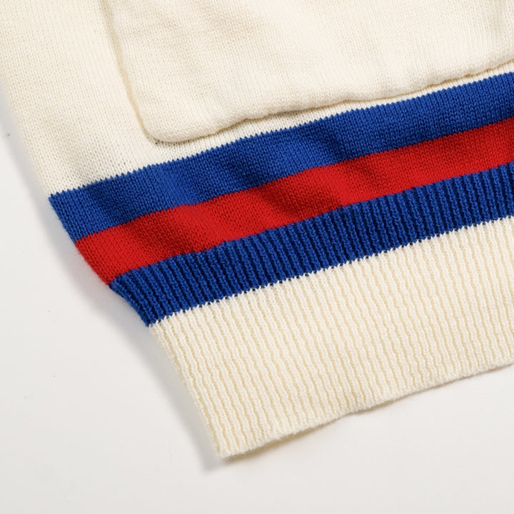 Men's Apricot Vintage Collegiate Stripe V-Neck Knit