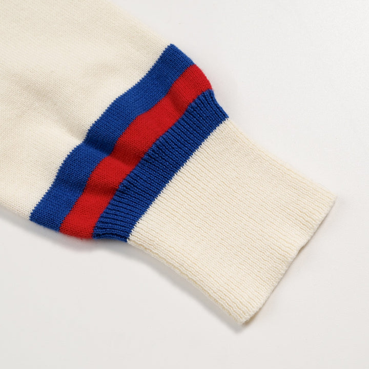 Men's Apricot Vintage Collegiate Stripe V-Neck Knit