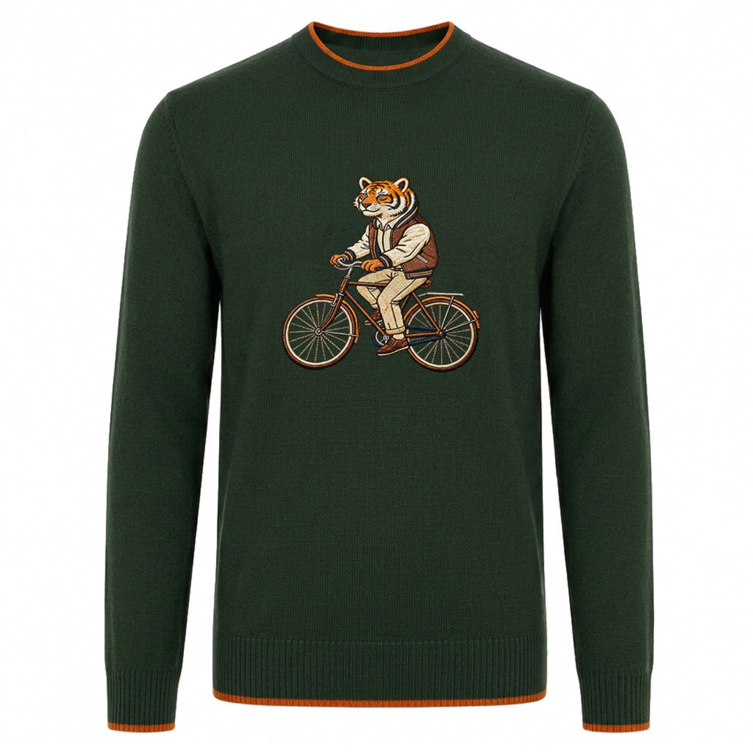 Cárdigan de jacquard de arte clásico a rayas vintage marrón para hombre