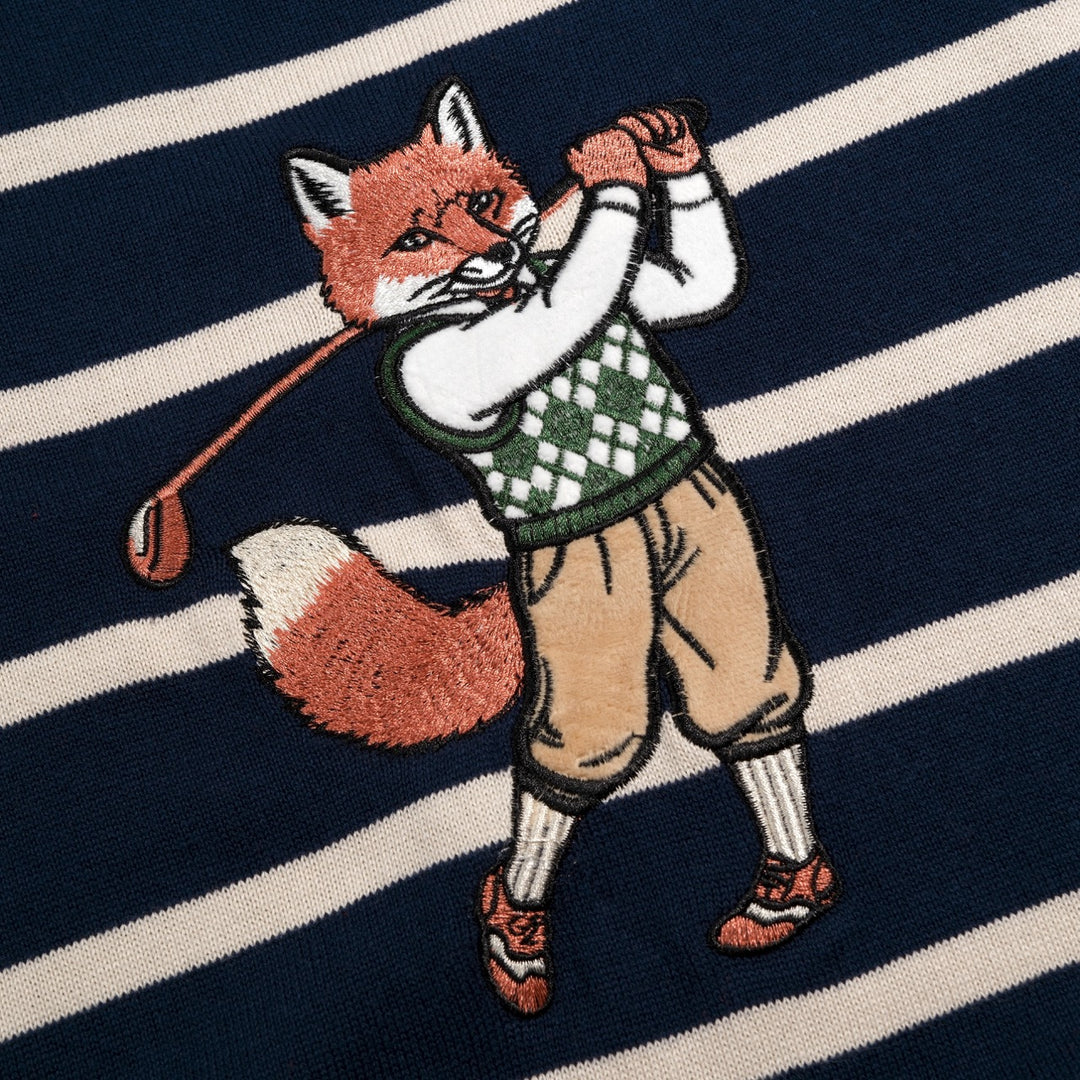 Herre Mørkeblå Lekende Rev Golf Brodert Polo Strikkegenser