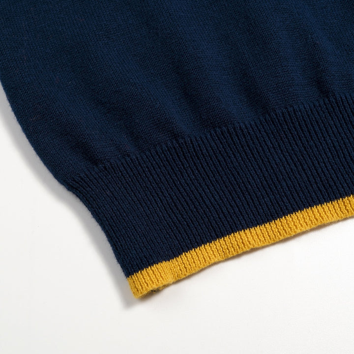 Herre Mørkeblå Lekende Rev Golf Brodert Polo Strikkegenser