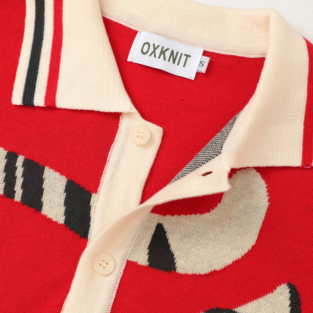 Cárdigan de punto jacquard retro con tigre para hombre - Diseñado por Jess Miller
