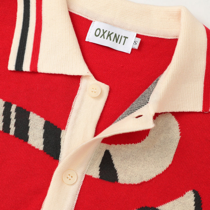 Cárdigan de punto jacquard retro con tigre para hombre - Diseñado por Jess Miller