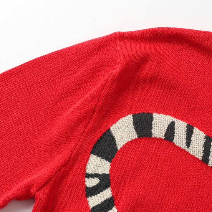 Cárdigan de punto jacquard retro con tigre para hombre - Diseñado por Jess Miller