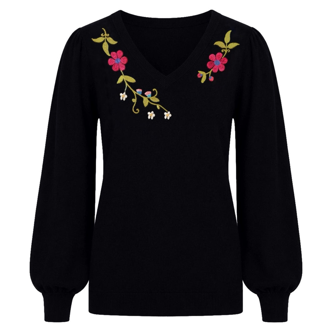 Mørkeblå vintage klassisk Dot Design jacquard strik til kvinder