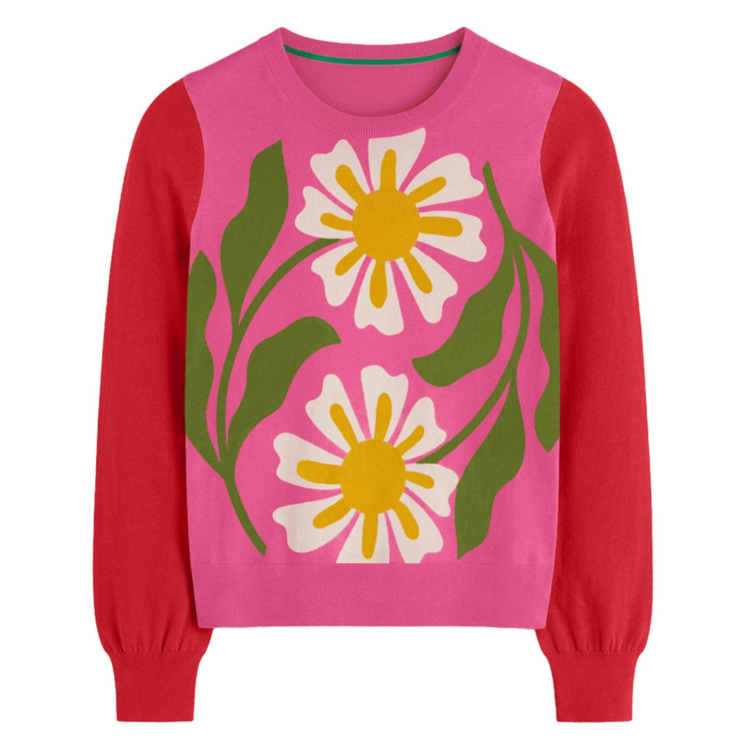 Women's Retro 70s Floral Mod Jacquard Knit - Designed by Jess Miller