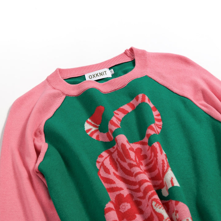 Camisola Retro Feminina com Gráfico de Tigre - Design de Jess Miller